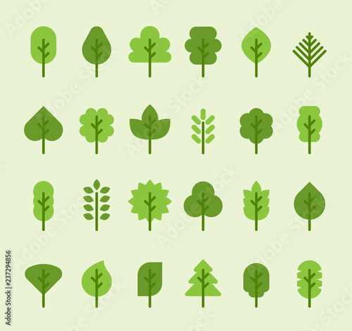 various shape of leaf icons. flat design vector graphic style.