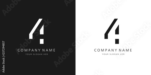 4 logo numbers modern black and white design	 photo