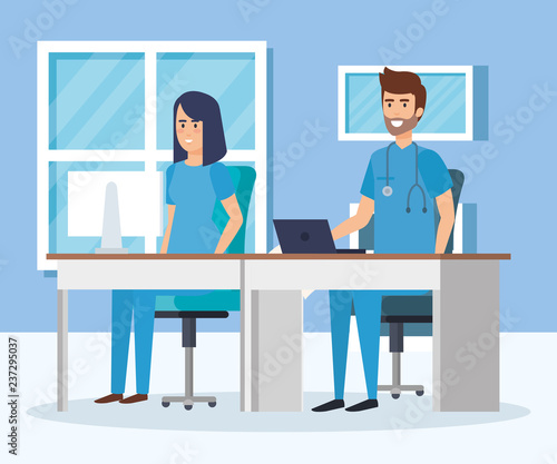 general practitioners in consulting room