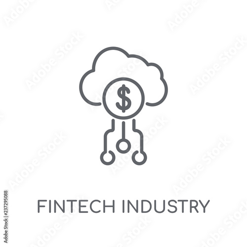 fintech industry linear icon. Modern outline fintech industry logo concept on white background from Cryptocurrency economy and finance collection