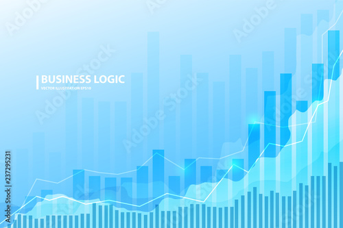 Business candle stick graph chart of stock market investment trading on blue background.Bullish point, Trend of graph. Eps10 Vector illustration.