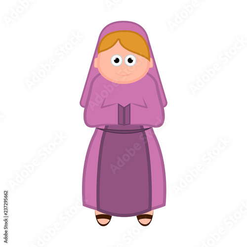 Isolated virgin mary cartoon character. Christmas. Vector illustration design