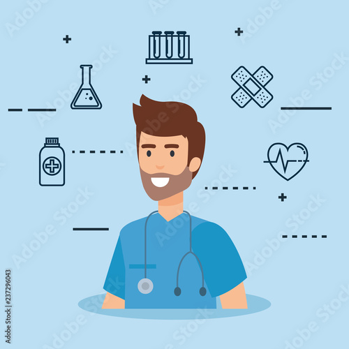 general practitioner with set icons