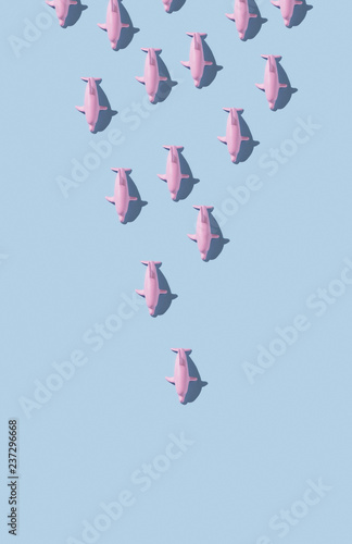 Pink dolphins miniature. photo