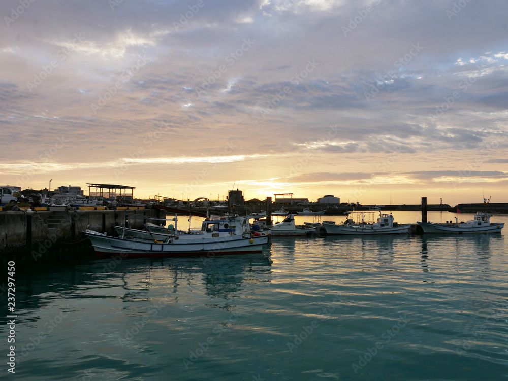 sunset in port