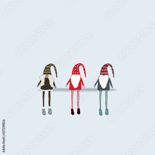 Three gnomes traditional Scandinavian. 