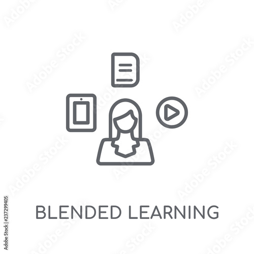 blended learning linear icon. Modern outline blended learning logo concept on white background from E-learning and education collection