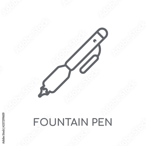 Fountain pen linear icon. Modern outline Fountain pen logo concept on white background from E-learning and education collection