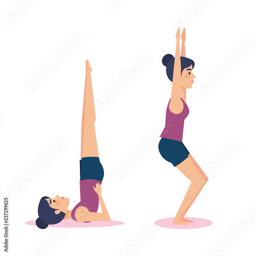 Set of Girls doing yoga design