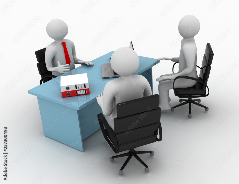 3d man, business meeting, job interview 3d man, business meeting, job interview