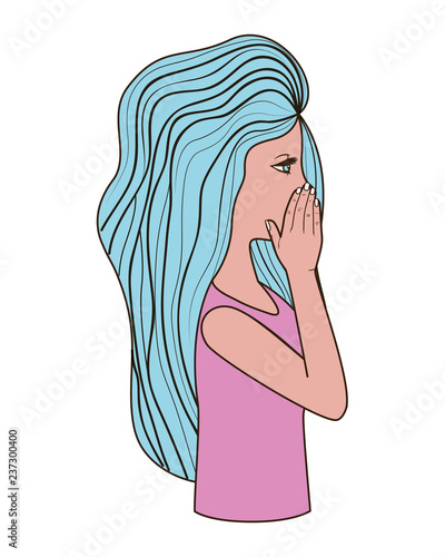 woman telling a secret avatar character