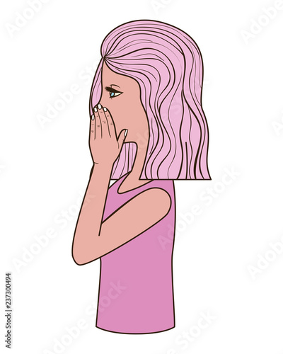 woman telling a secret avatar character