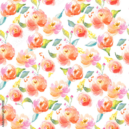 Watercolor Floral Pattern. Modern Floral Pattern for Textile Design with Peonies