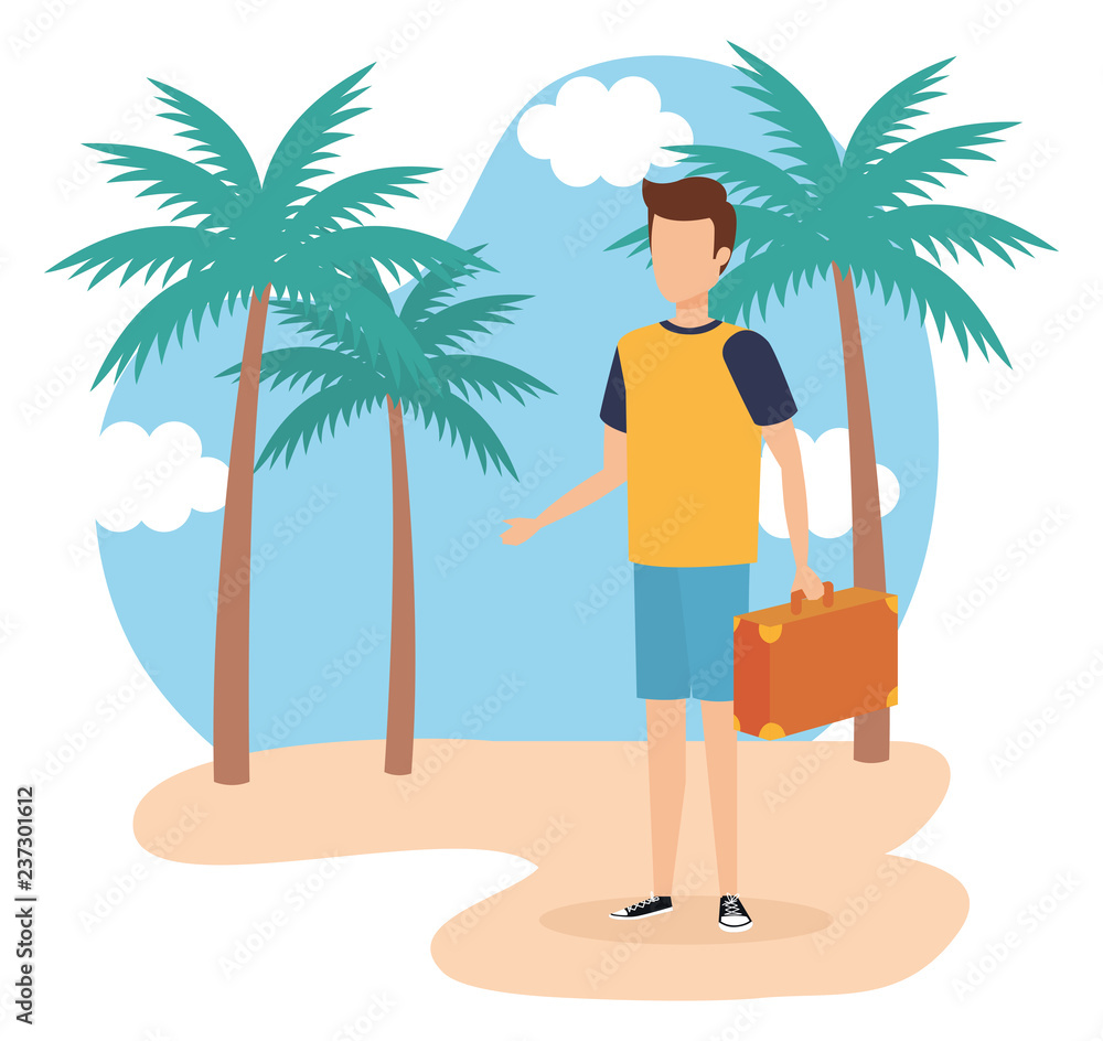 Travel boy on beach design