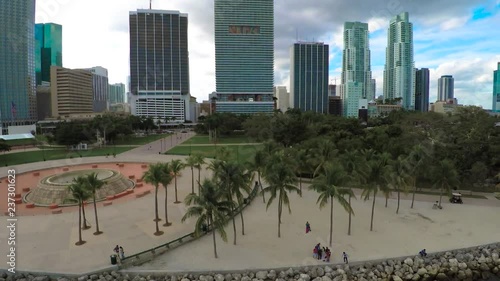 Downtown Miami Bayfront Park Aerial Orbit 3 left Low & Closer photo