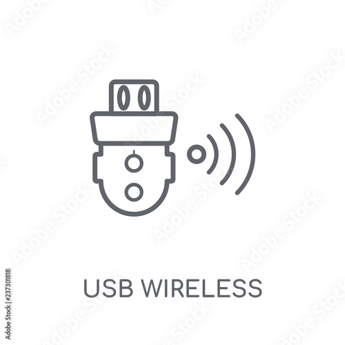 usb wireless adapter linear icon. Modern outline usb wireless adapter logo concept on white background from Electronic Devices collection