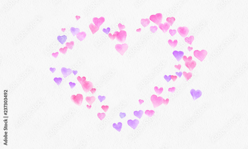 Heart shapes watercolor background. Romantic Confetti splash. Background with Heart Confetti. Falling red and pink paper hearts. Greeting wedding card. February 14. illustration.
Heart shapes watercolor background. Romantic Confetti splash. Background with Heart Confetti. Falling red and pink paper hearts. Greeting wedding card. February 14. illustration.