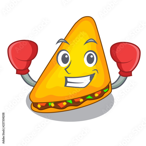 Boxing quesadilla with chicken and sauce cartoon
