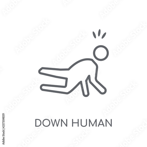 down human linear icon. Modern outline down human logo concept on white background from Feelings collection