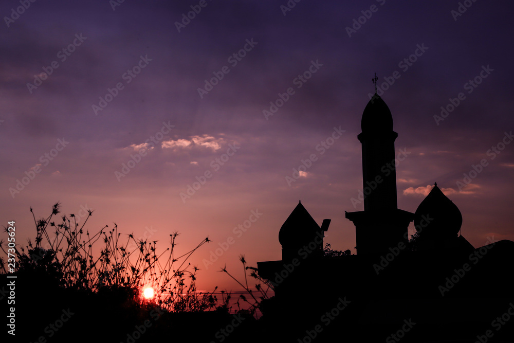 Silhouette Sunset Mosque