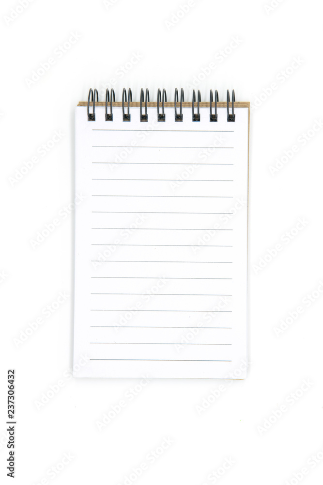 Note book, Ring binder, checked note paper isolated on white background. Note book, Ring binder, checked note paper isolated on white background.