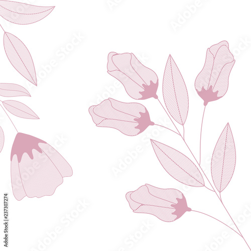 flowers and leaves isolated icon