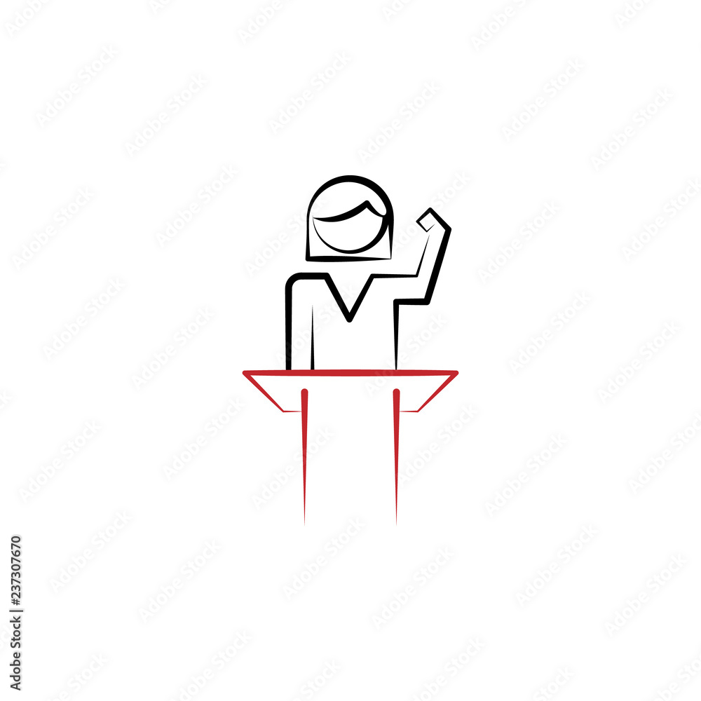 Motivation, speech, speaker, girl 2 colored line icon. Simple colored hand drawn element of illustration. speech, speaker, girl outline symbol design from motivation set Motivation, speech, speaker, girl 2 colored line icon. Simple colored hand drawn element of illustration. speech, speaker, girl outline symbol design from motivation set