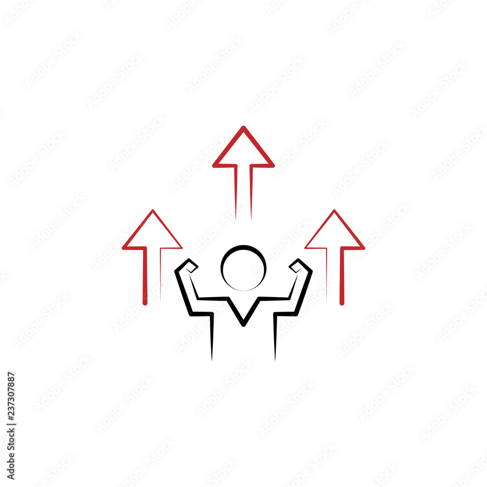 Motivation, man, up arrows, motivated 2 colored line icon. Simple colored hand drawn element of illustration. Man up arrows motivated outline symbol design from motivation set Motivation, man, up arrows, motivated 2 colored line icon. Simple colored hand drawn element of illustration. Man up arrows motivated outline symbol design from motivation set