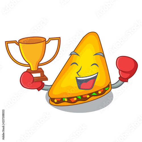 Boxing winner cooked quesadillas parts with a cartoon