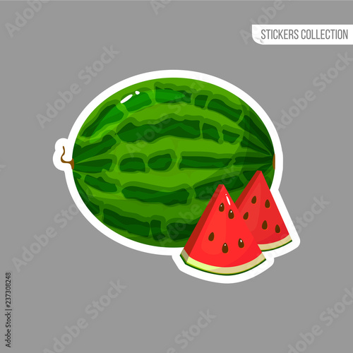 Cartoon fresh watermelon isolated sticker