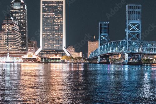 City view at night of Jacksonville, FL