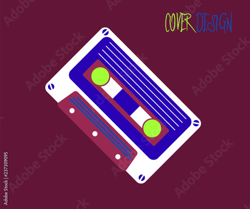 Vector beta tape and cassette box old graphic in 80s style. Awesome super video hits. VHS effect. 80's and 90's style. Retro vintage cover