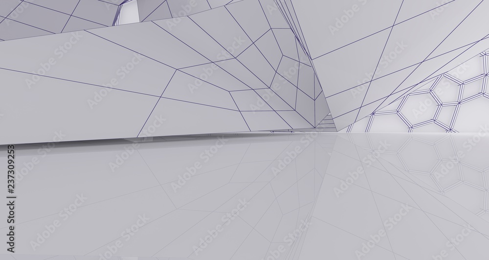 Abstract drawing white parametric interior. 3D illustration and rendering. Abstract drawing white parametric interior. 3D illustration and rendering.