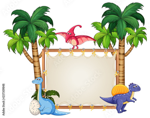 Dinosaur on blank banner