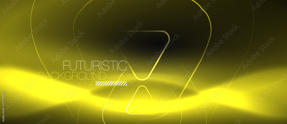 Naklejka premium Dark black abstract background with neon colors and lines