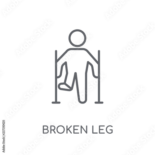 Broken leg linear icon. Modern outline Broken leg logo concept on white background from Health and Medical collection