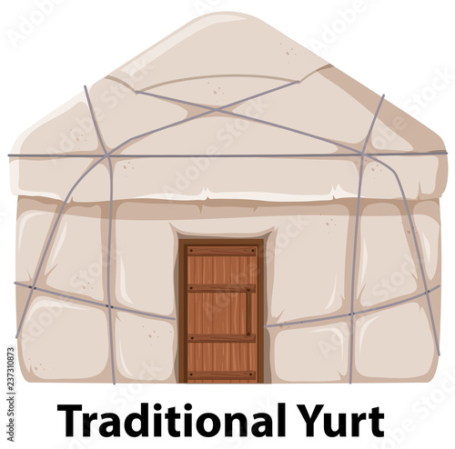 Traditional yurt house on white background