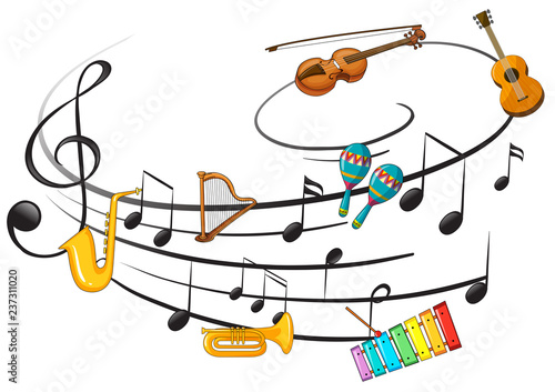Music instrument with music note