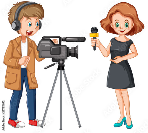 News reporter and professional cameraman