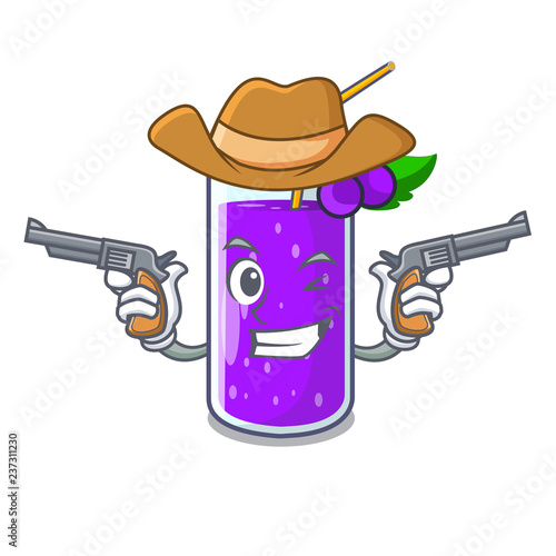 Cowboy grape juice bottled with in cartoon