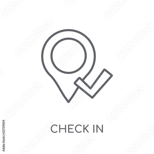Check in linear icon. Modern outline Check in logo concept on white background from Hotel and Restaurant collection