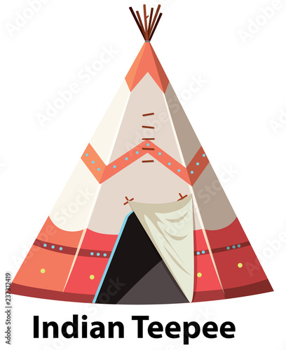 Traditional indian teepee on white background