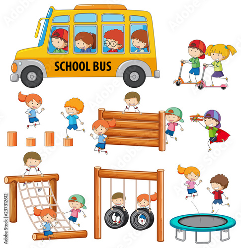 Set of doodle student activity