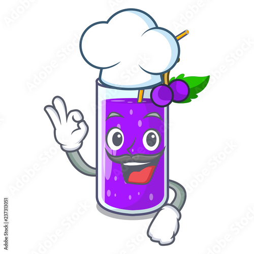 Chef glass grape juice on character table