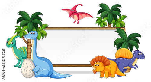 Many dinosaur on whiteboard
