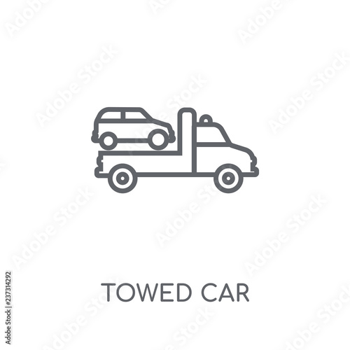Towed car linear icon. Modern outline Towed car logo concept on white background from Insurance collection