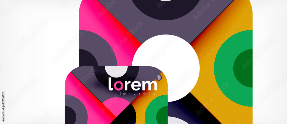 Colorful trendy geometric shapes background