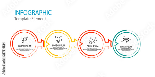 circle thin line arrow infographic template element