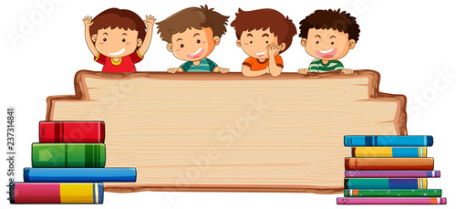 Children on wooden board