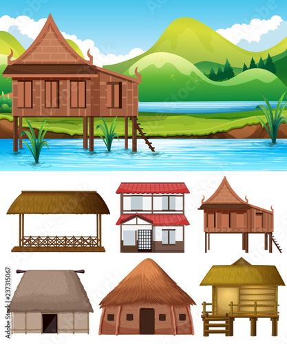 Set of different house